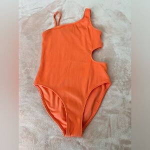 Orange Abercrombie and Fitch asymmetrical one piece bathing suit for girls